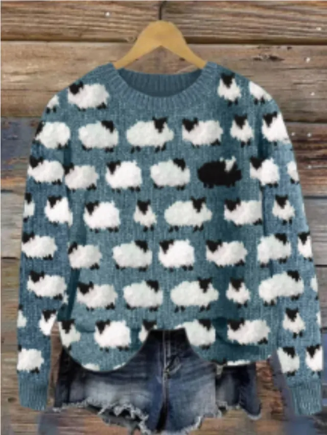 European And American Autumn Women's 3D Sweater Coat Blue - Shop at LoveMi