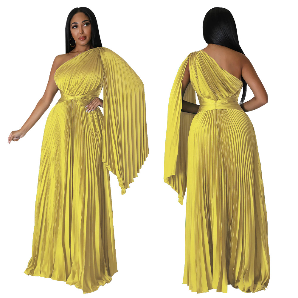 One-Shoulder Pleated Maxi Dress, picture 5 of 9