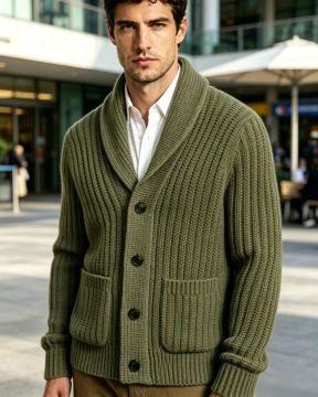 New Mens Striped Knitted Cardigan Jacket