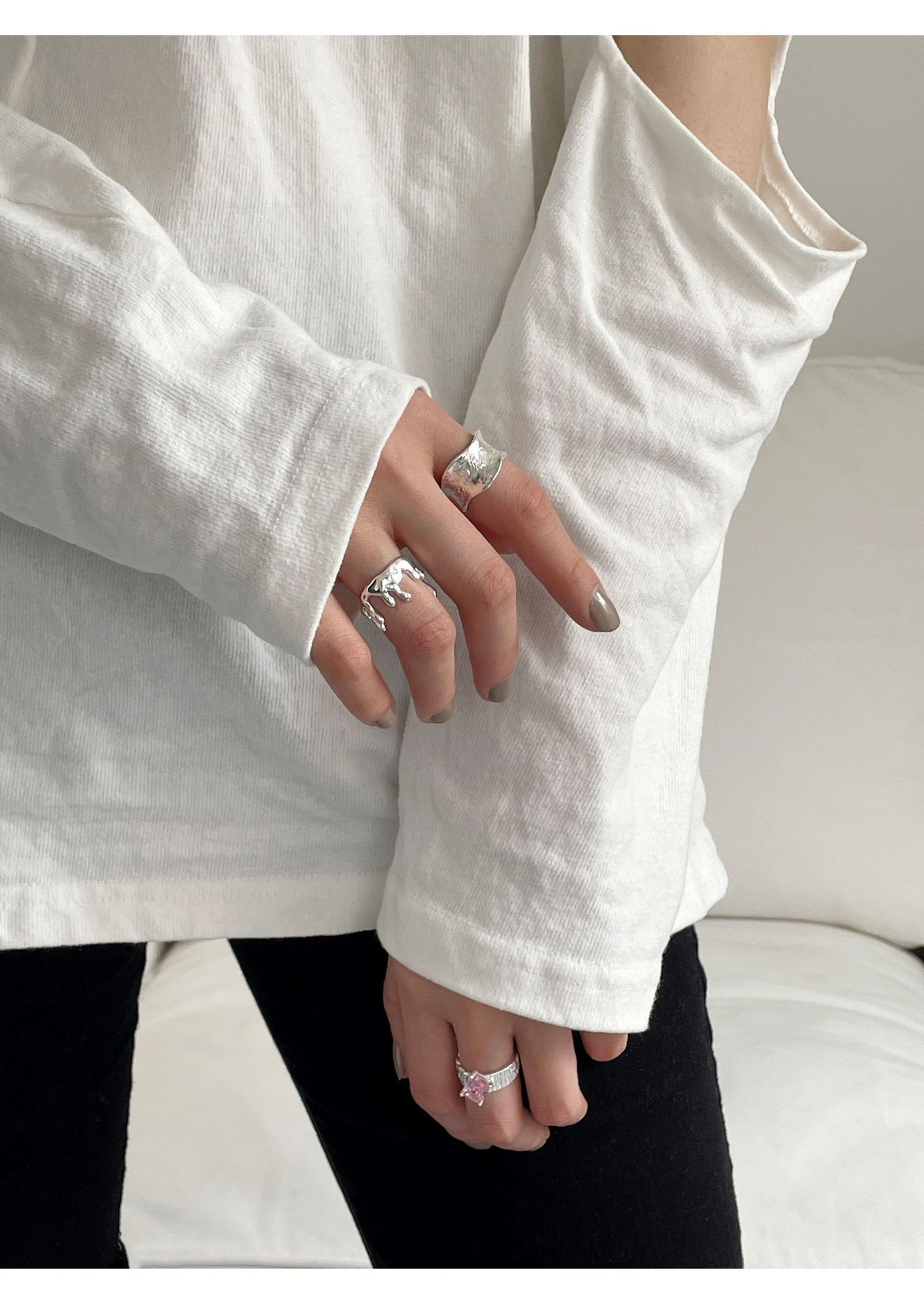 Geometric Irregular Water Drop Ring