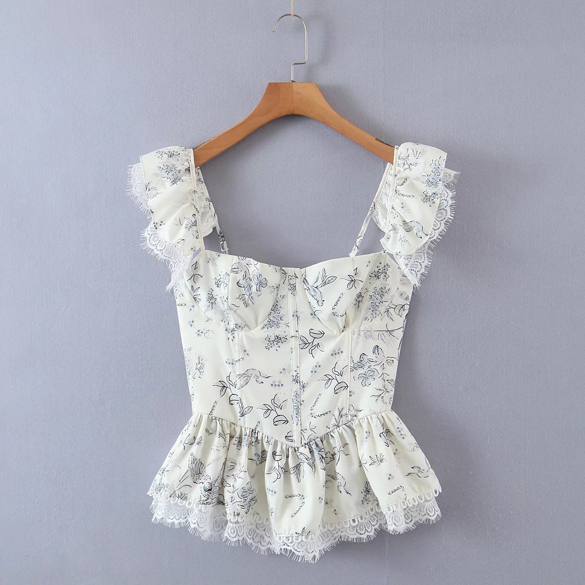 Fashion Ins French Style Comely Ruffled Keel Slim Strap Top Picture Color - Shop at LoveMi
