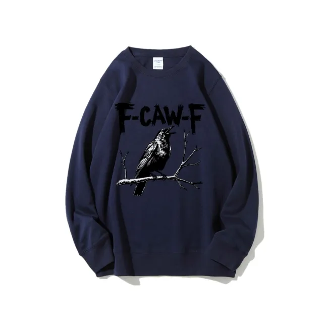 Crow Pattern Printing Autumn New Loose Daily Leisure Men's Women's Pullover Navy Blue - Shop at LoveMi