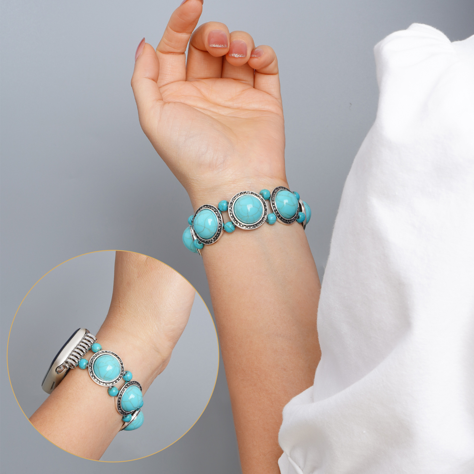 Title 4, Turquoise Single Circle Watch Bracelet