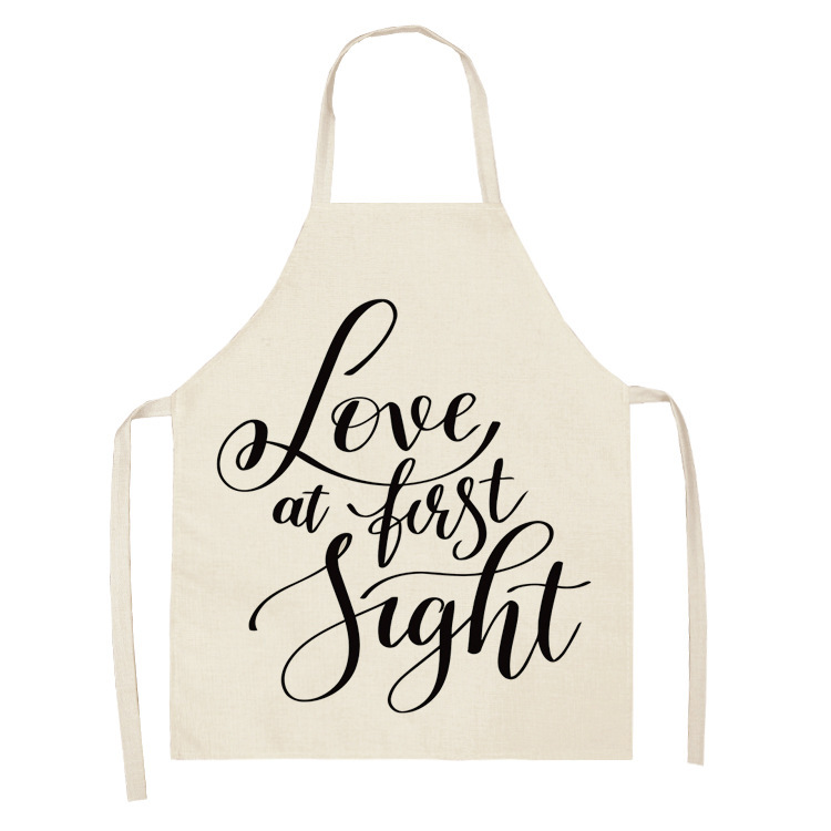 Title 6, Letter Linen Apron Kitchen Stain-resistant Slee...