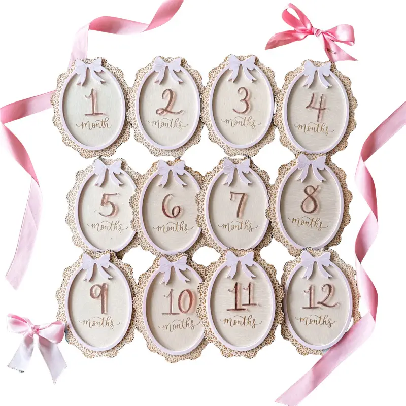 Ins Style Wooden Lace Frame Bow Milestone