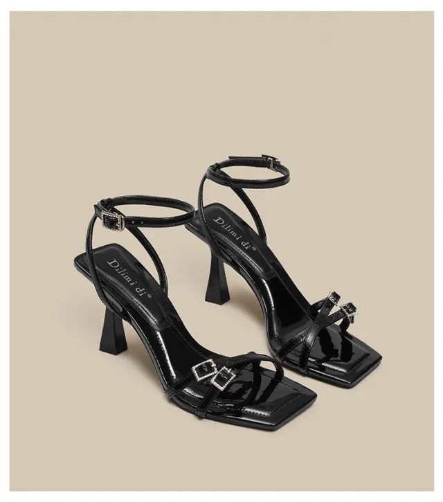 Women's Elegant Chunky Heel Ankle strap High Heels Black - Shop at LoveMi