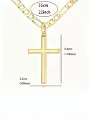 Mens Classic Minimalist Cross Pendant Necklace view 2