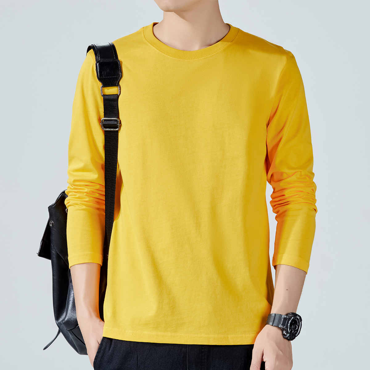 Mens Long sleeve Solid colorCotton T-shirt