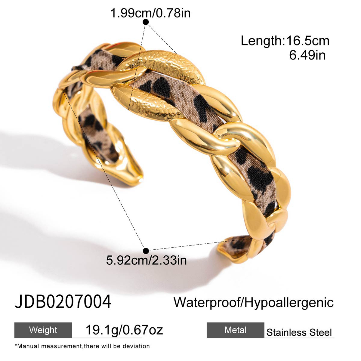 Vintage Leopard-Print Womens Bracelet In 18K Gold And Stainless Steel - Jewelry & Watches
