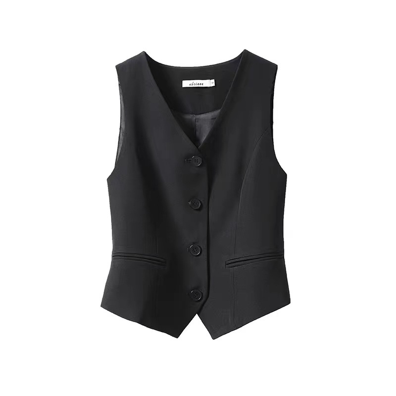 Women's Waistcoat Black Short Vest