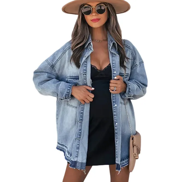 Retro Outer Long sleeves Top For Women Sky Blue - Shop at LoveMi