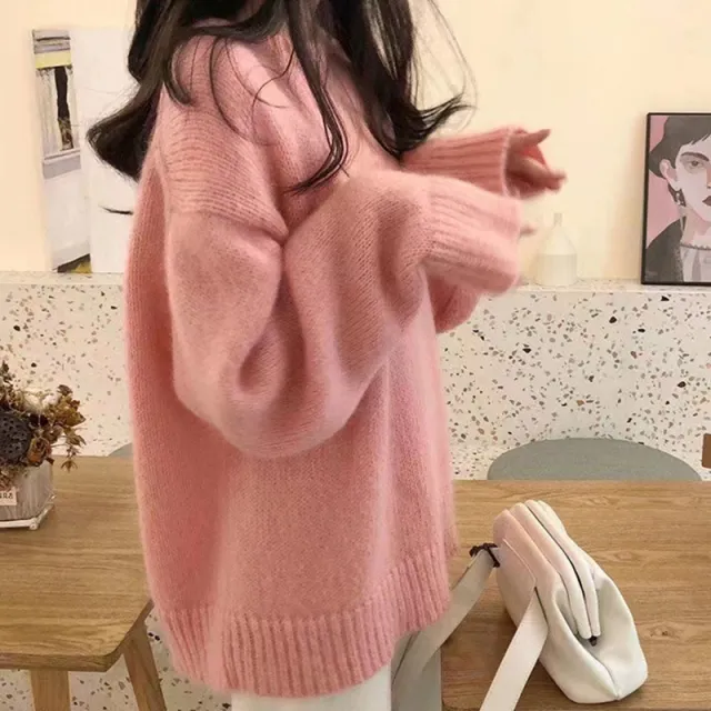 Loose Thick Fall And Winter Outer Wear New Round Neck Inner Bottoming Shirt Women Pink - Shop at LoveMi
