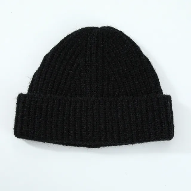 Winter Minimalist Big Head Circumference Knitted Hat Girl's Cap Black - Shop at LoveMi