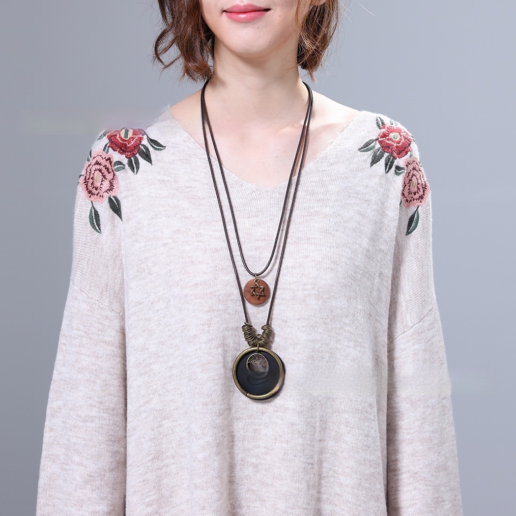 Retro Original Art Tree Of Life Pendant Cotton And Linen Clothes Accessories Long Necklace