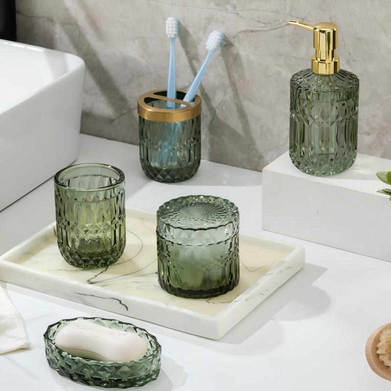Light-luxury Glass Dispensers For Bathroom Lotions And Hand Soap