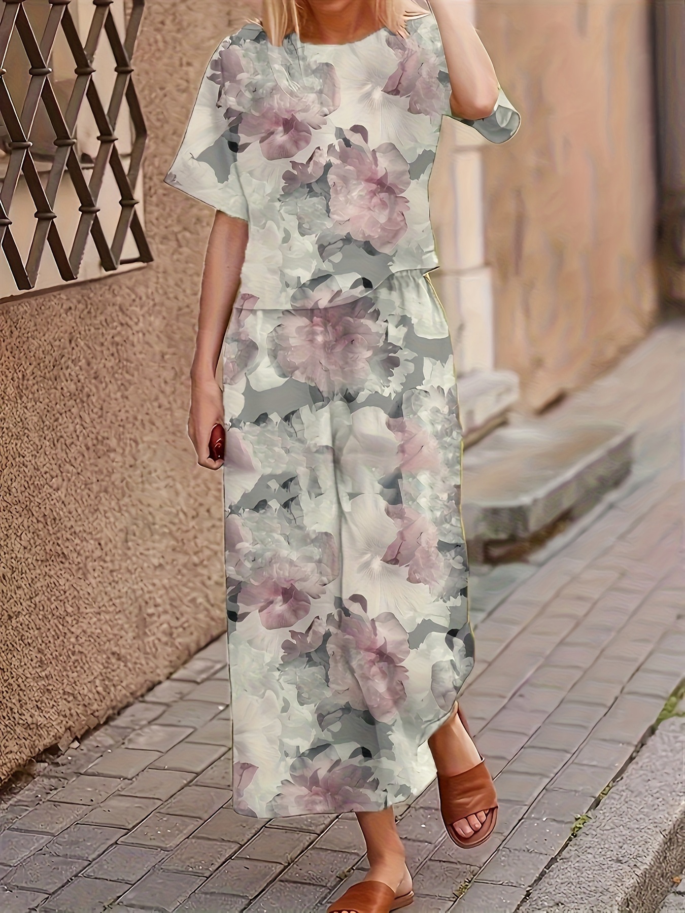 Casual Fashionable Loose-fitting Short-sleeve Crew-neck T-shirt And Pants Set