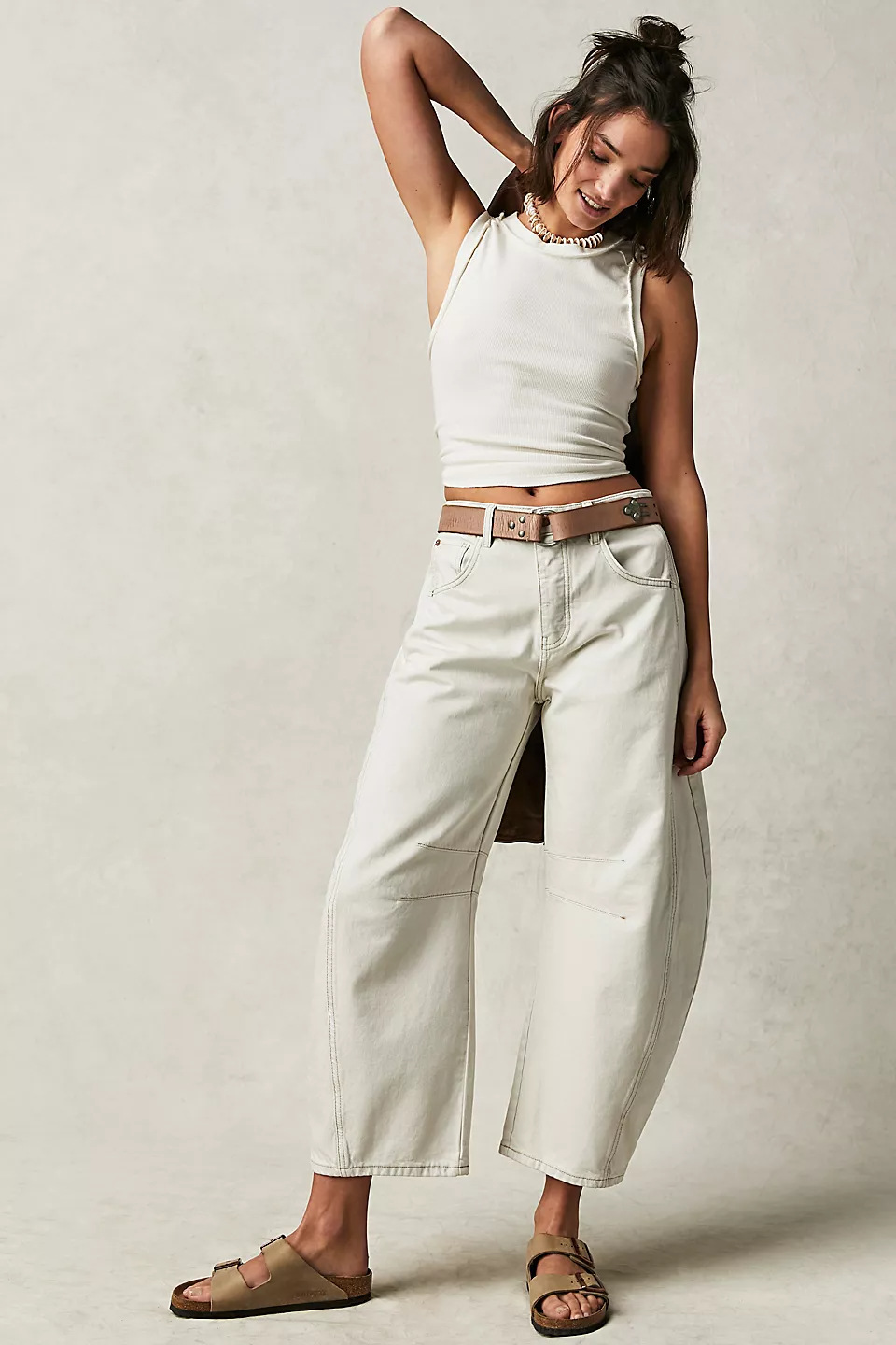 High Stretch Mid-Rise Barrel Jeans Mode Weite Beinform Damen Freizeit Baggy Mid - Bild 22 von 23