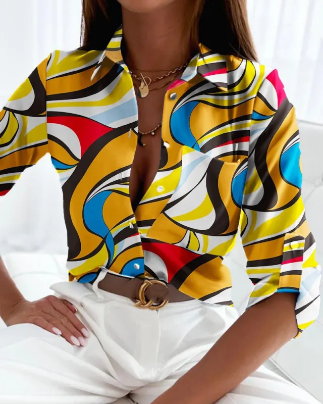 Women's Long sleeved Shirt Print Color L - Shop at LoveMi