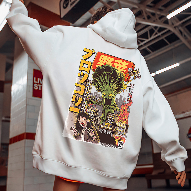 Autumn And Winter Fashion Personalized Printing Men's Hooded Sweater Velvet Sport Coat Sweatshirt