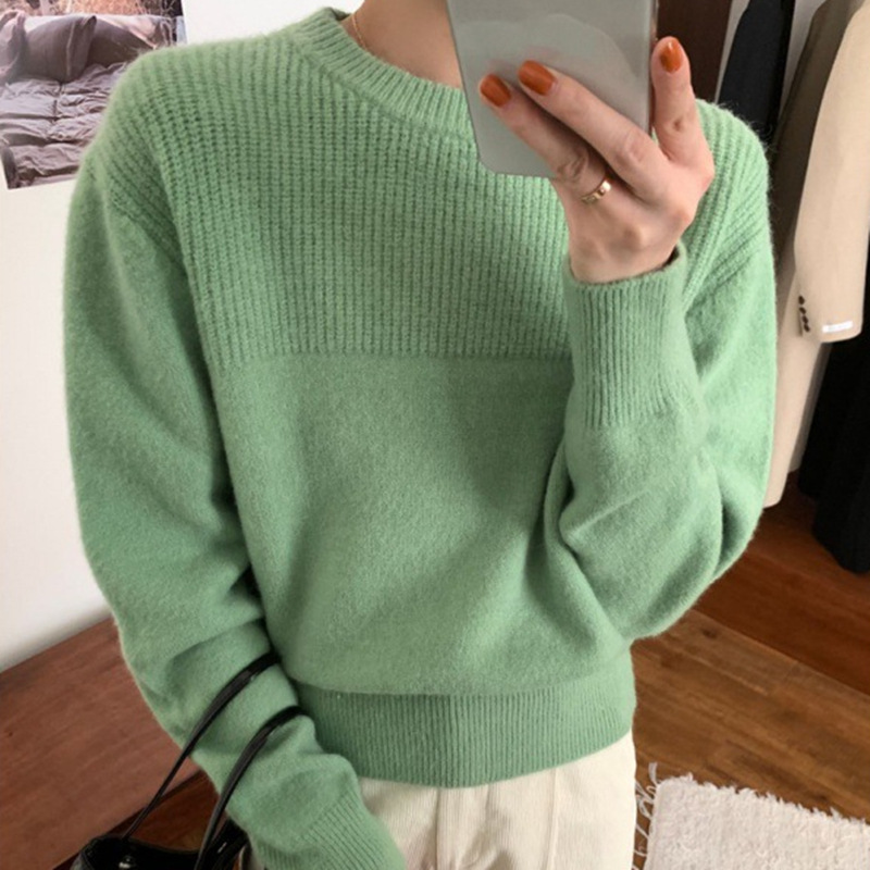 Pullover Women's Round Neck Loose Knitted Top