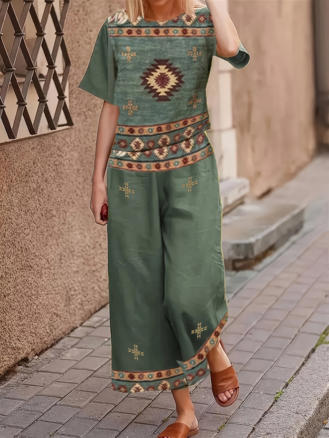 Casual Fashionable Loose-fitting Short-sleeve Crew-neck T-shirt And Pants Set