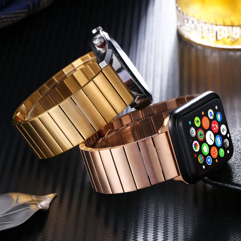 Smart Watch Band Bamboo Stainless Steel Metal