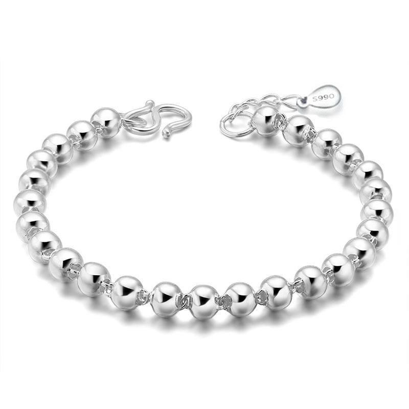 Round Silver Bead Short Adjustable Silver Bracelet thumbnail 4