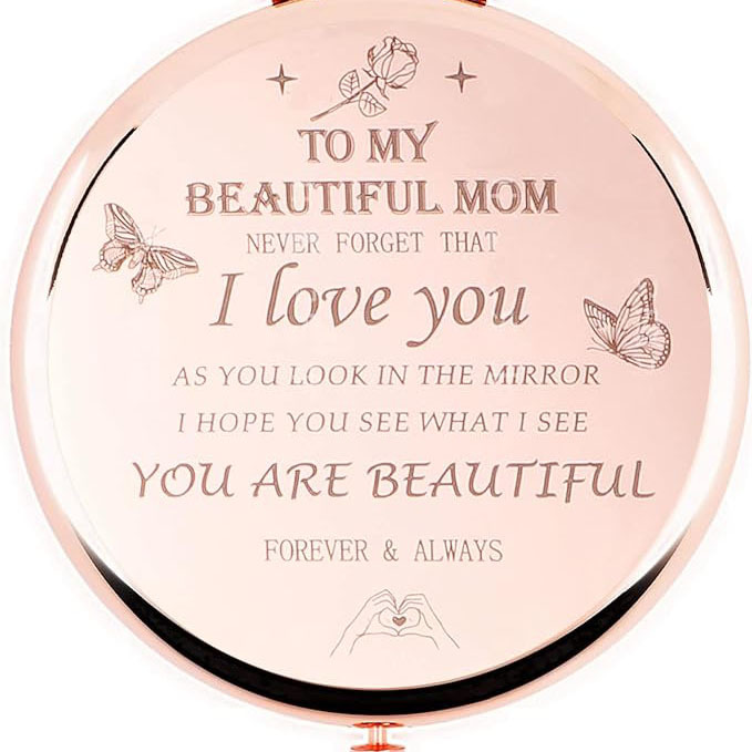 Title 4, Double-sided Metal Rose Gold Cosmetic Mirror