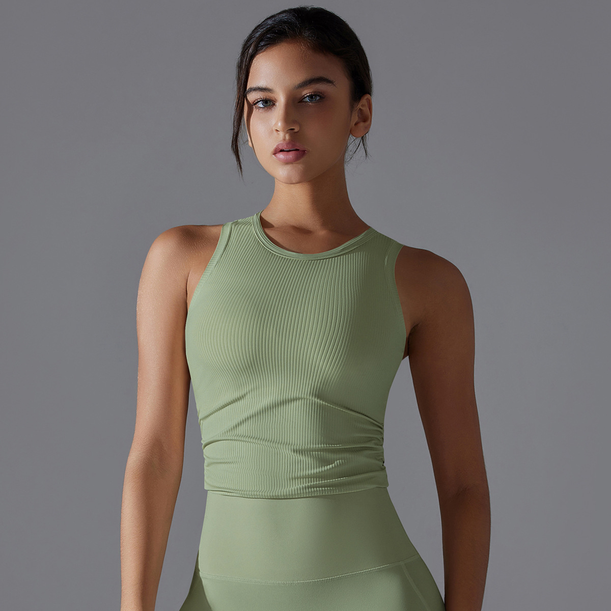 Fashion Solid Color Thread Yoga Clothes For Women Moss Color Xl - Shop at LoveMi