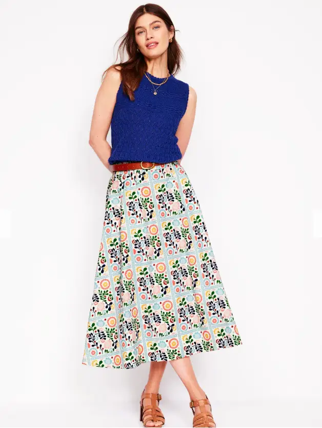 Womens Stylish Printed Pocket Skirt