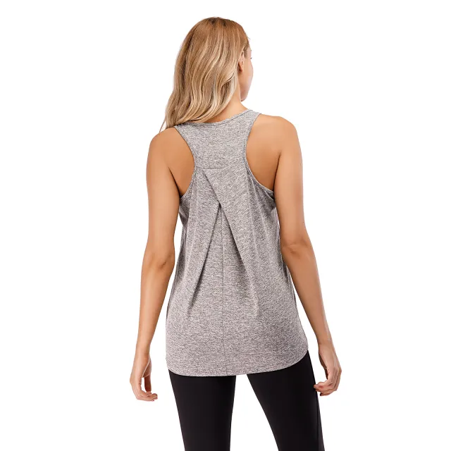 Exercise Yoga Clothes Blouse Running Quick drying Loose Yoga Vest Shallow Flower Ash Xxl - Shop at LoveMi