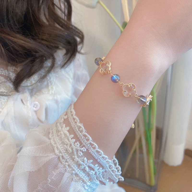 Amethyst Moonstone Clover Bracelet, picture 2 of 5