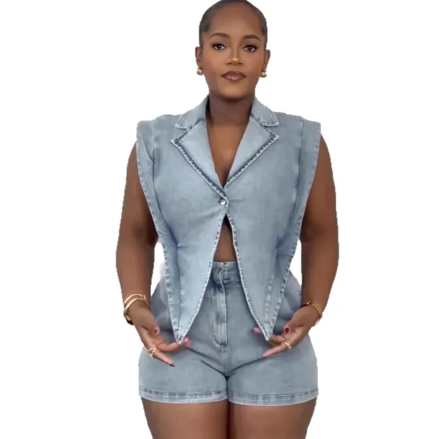 Casual Washed Loose Cowboy Siamese Shorts Blue - Shop at LoveMi