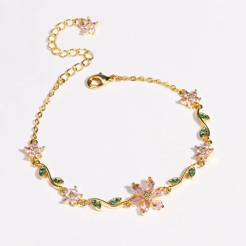 Cute Sweet And Exquisite Zircon Petal Bracelet