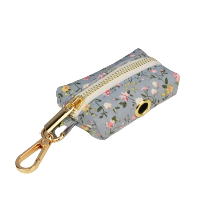 Blue Floral Polyester Cotton Collar With Dog Collar Dog Poop Bag - Shop at LoveMi
