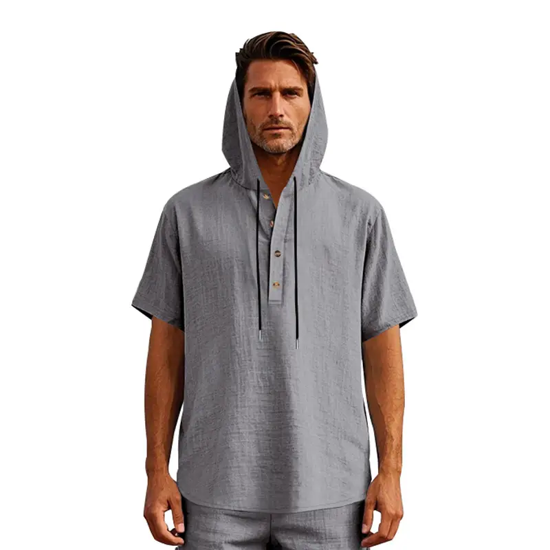 European And American Linen Short-sleeved Men's T-shirt Simple