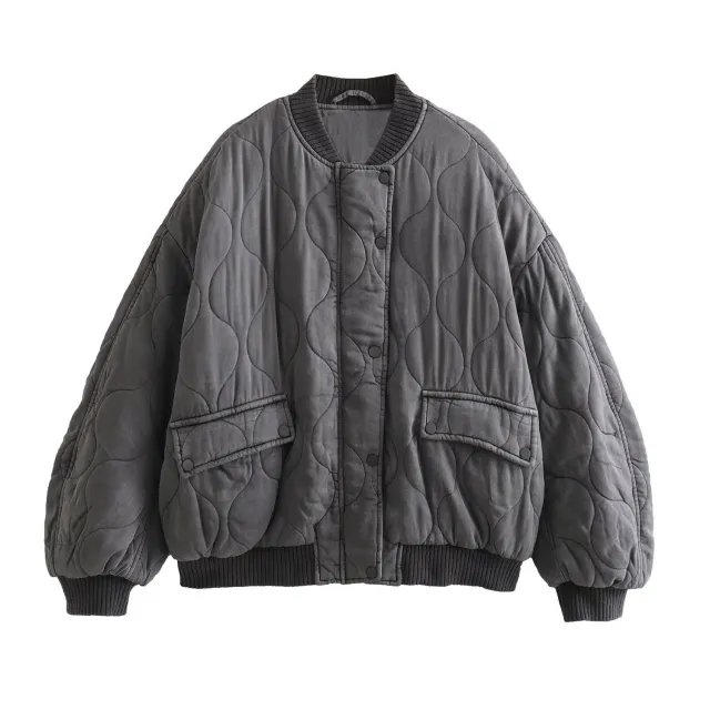 Stand up Collar Thermal Jacket Cotton padded Jacket Baseball Uniform Tan - Shop at LoveMi