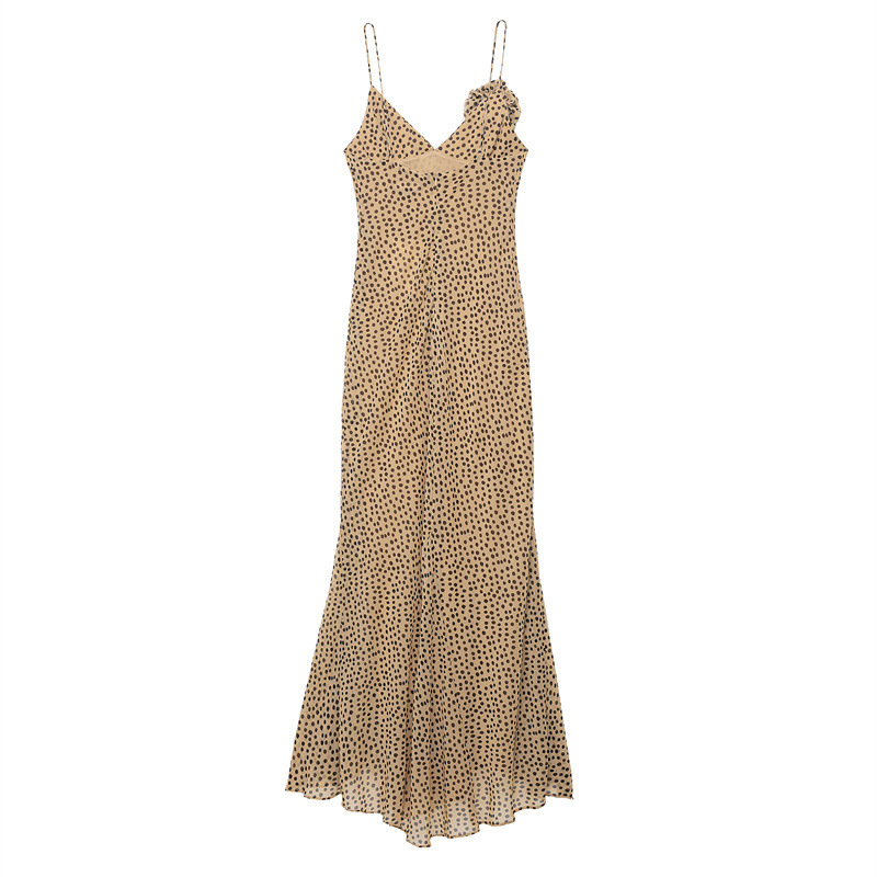 Pure Desire Style Flower Decoration Polka Dot Length Dress