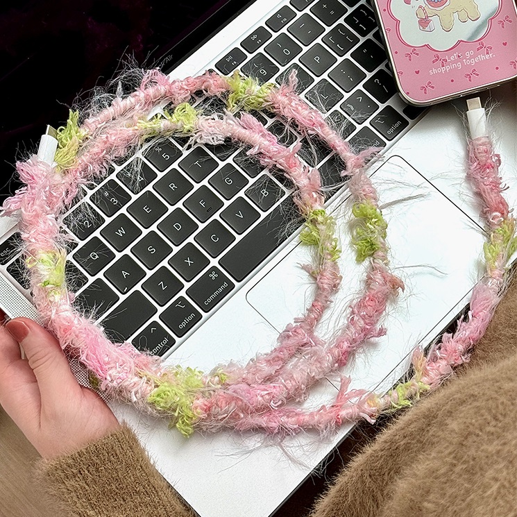 Original Plush Cherry Blossom Powder Data Cable - Image 5