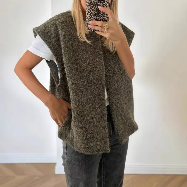 Womens Stylish Wool Blend Warm Vest Green - Shop at LoveMi