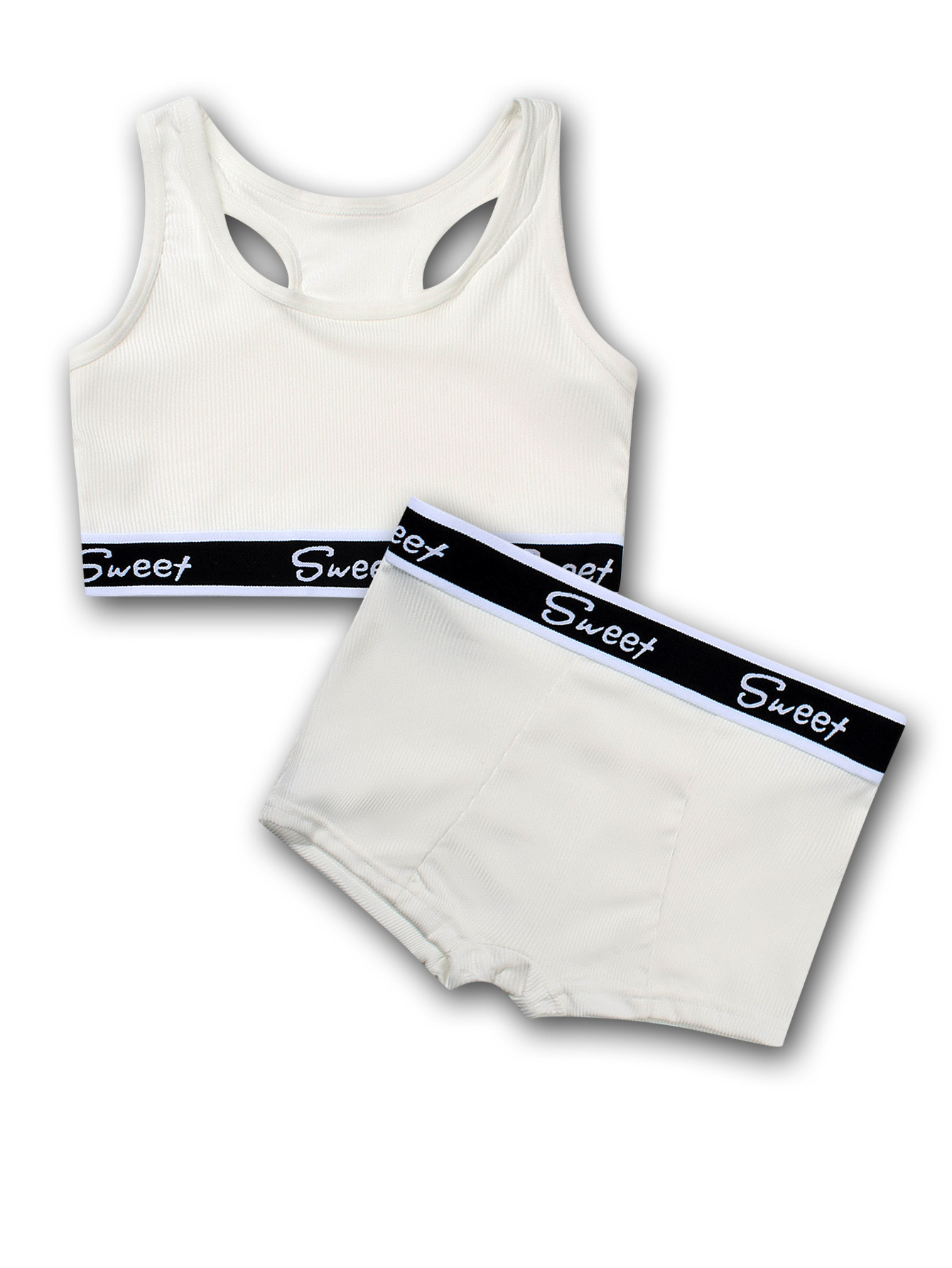 Cotton Wide-brimmed Letters Mid Waist Girl Sports Underwear Suit - Image 6