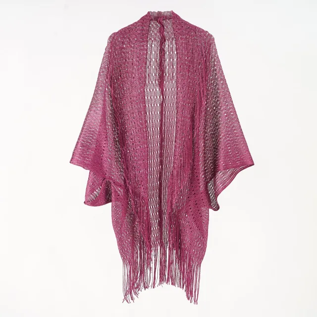 Shawl Gold And Silver Silk Split Shawl Vacation Bikini Blouse Purple - Shop at LoveMi
