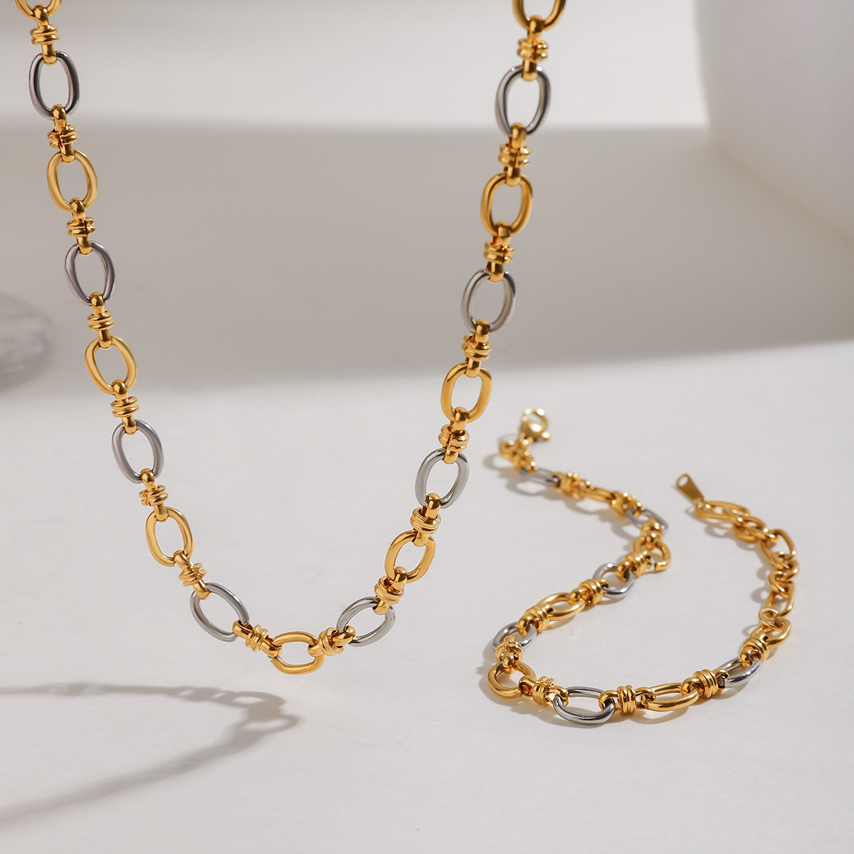 Stainless Steel Pigment Ring Necklace High-grade Ins Bracelet