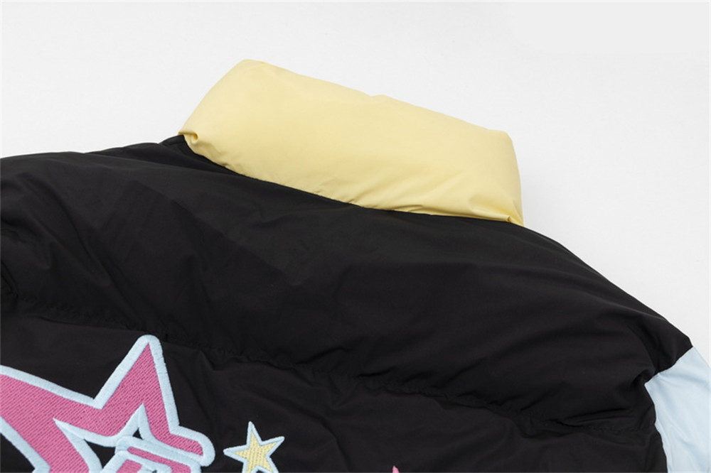 Color Matching Stand Collar Loose Winter Men's Casual Cotton-padded Jacket