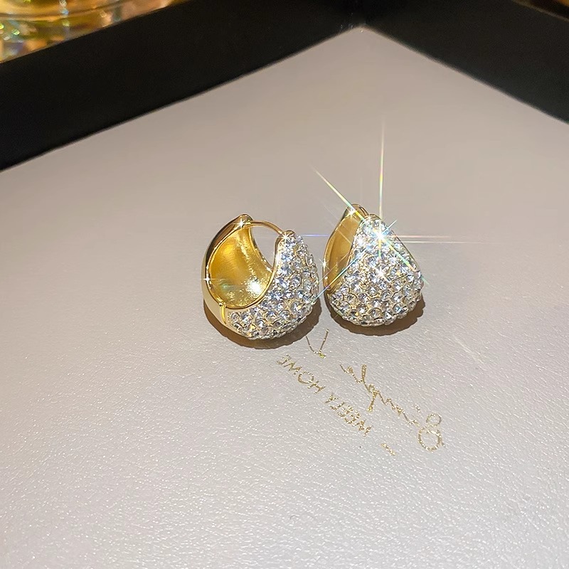 Sparkling Full Rhinestone Drop-shaped Earrings All-match