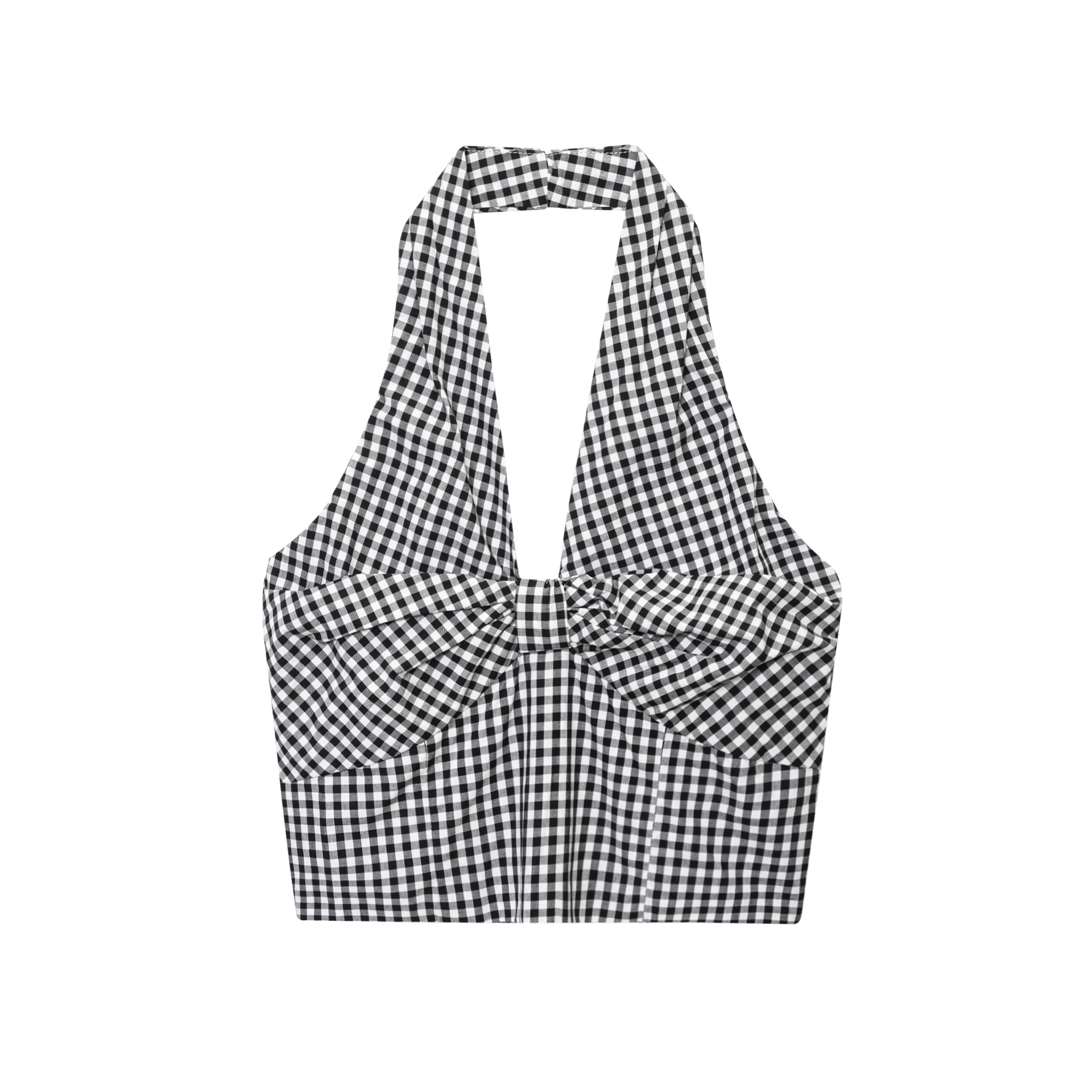 Design Halter Off the shoulder Smocking Plaid Camisole - Shop at LoveMi