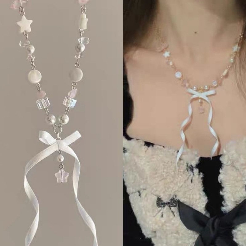 Ballet Ribbon Bowknot Five-pointed Star Sweet Necklace