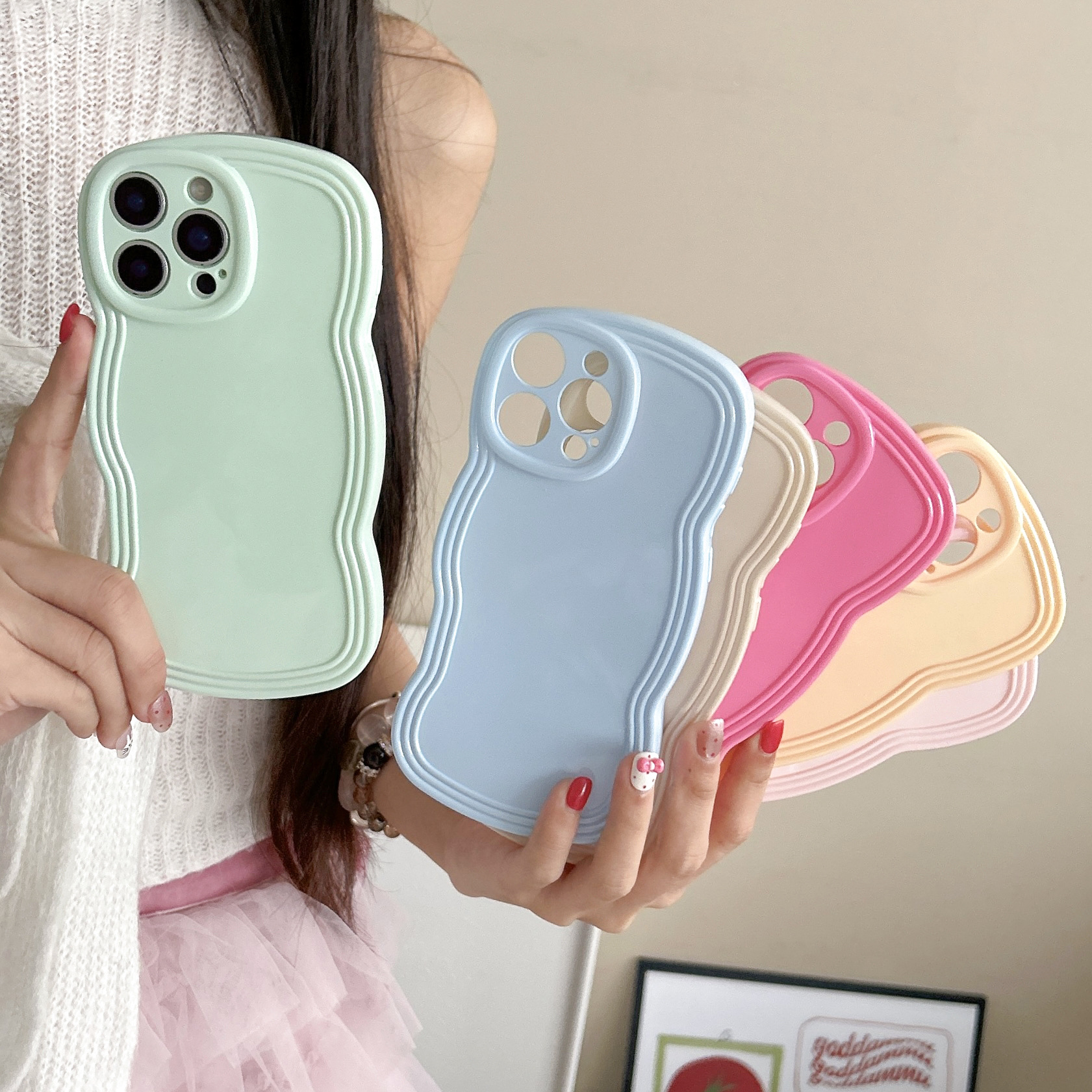 Simple Cream Candy Color Wave Phone Case - Image 2