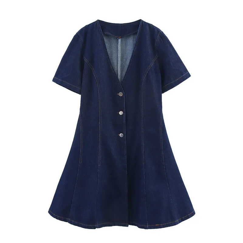 European And American Style Fashion Simple Denim Mini Dress