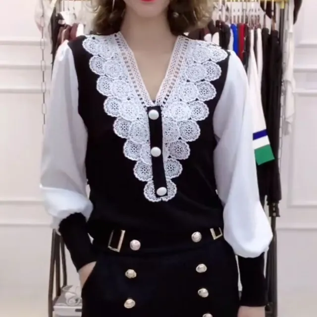 Fashion Lace Chiffon Small Shirt White - Shop at LoveMi
